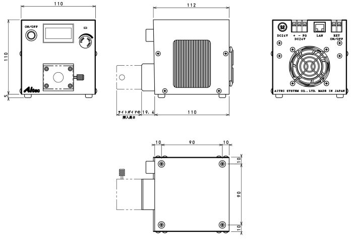 赤外線LEDライティングBOX_LLBKD-SWIR外形図