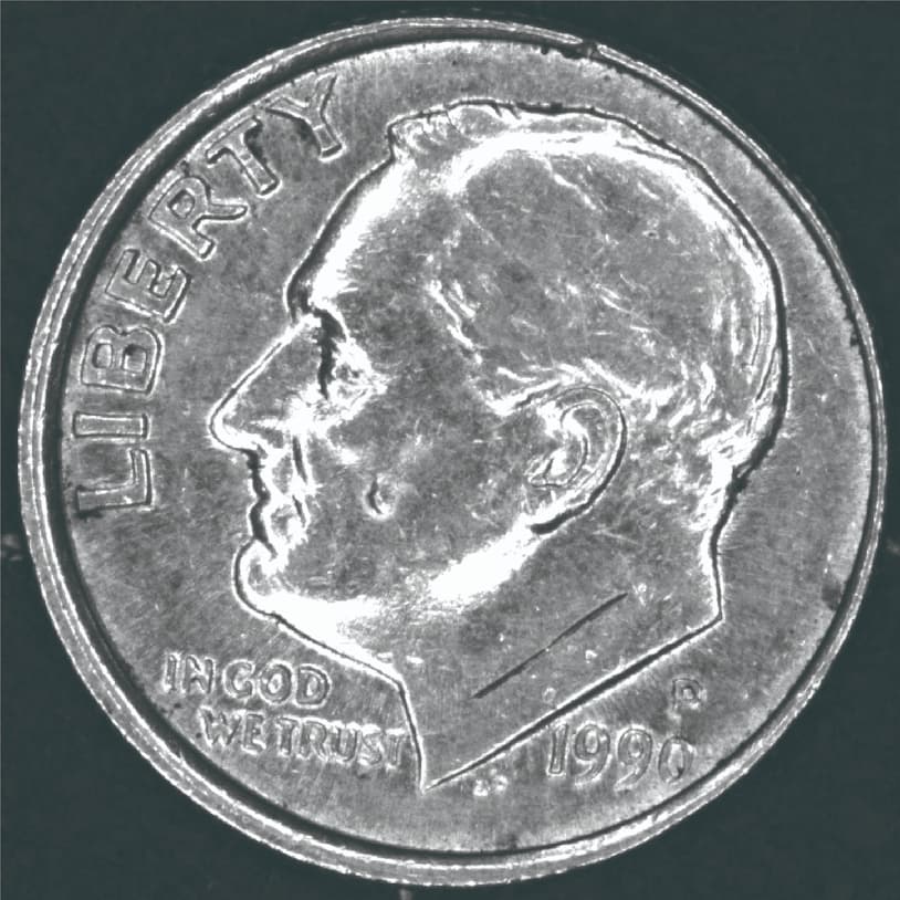 LRLC对硬币的检查成像示例
